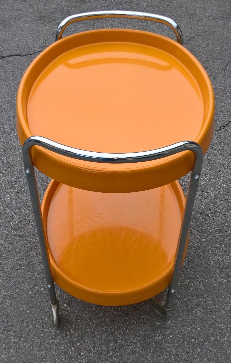 pop art sixties servierboy orange plastik chrom