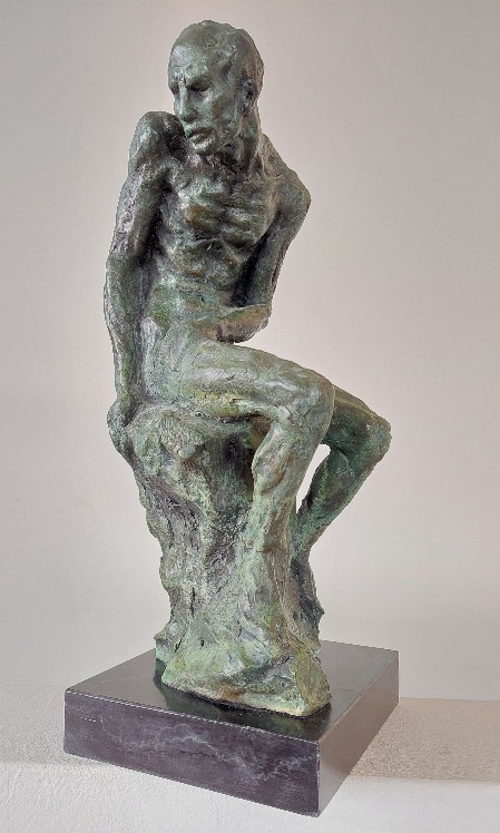 bronze skulptur der alte denker signiert