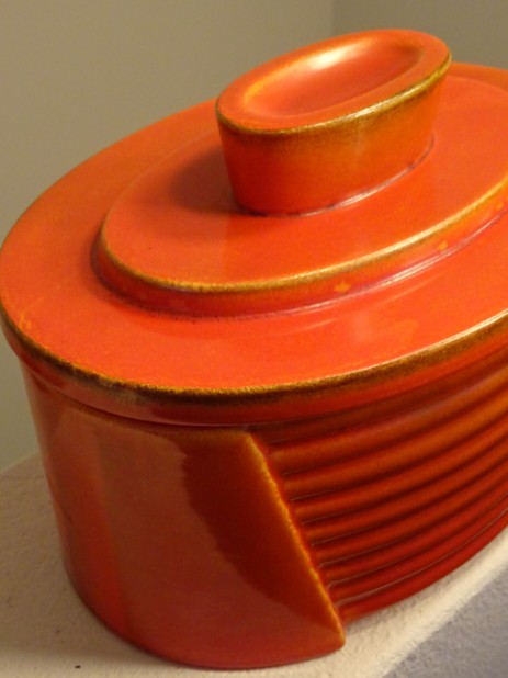 art déco deckeldose orange um 1930 ziegler keramik
