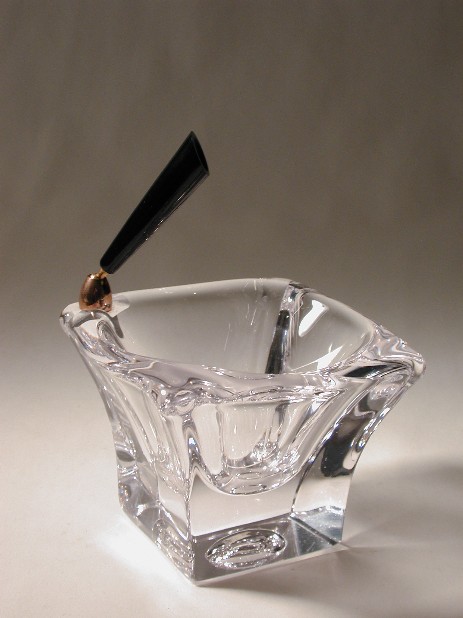 kristallglas Aschenbecher mit Bakelit stifthalter