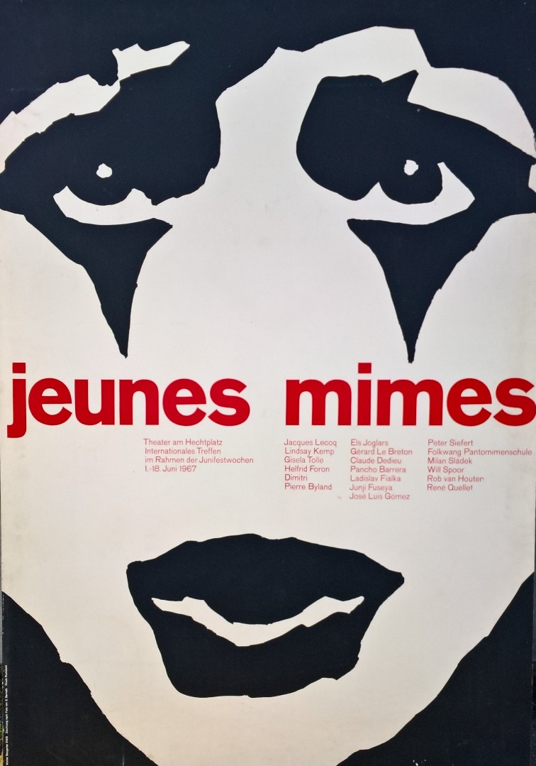 Plakat Hechtplatz Jeunes Mimes 1967 aufgezogen