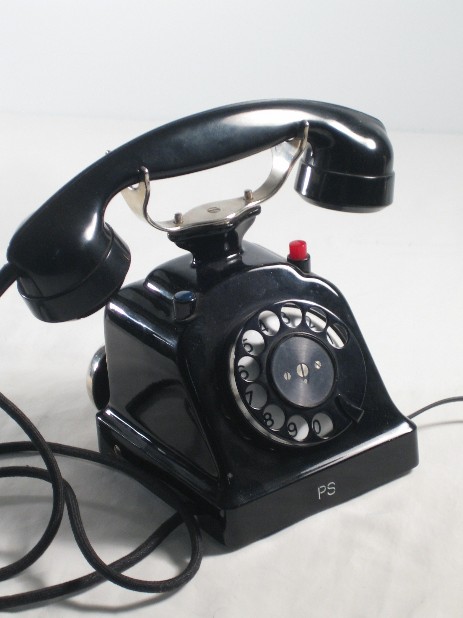 Telefon Modell 29 mit Nickelgabel Bakelit Metall 1929